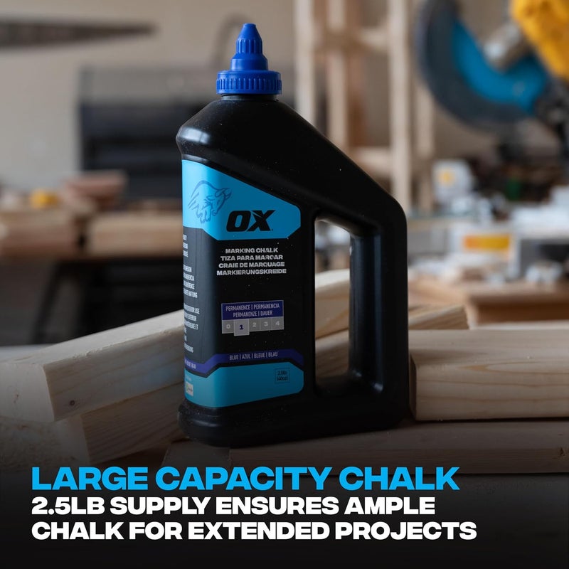 Ox Pro Series Blue Chalk Line Powder 2.5lbs Marking Chalk Refill - Permanent Weather Resistant Construction Line Marking Powder Chalk Line Refill for Chalk Reel -P630808 - Image 4